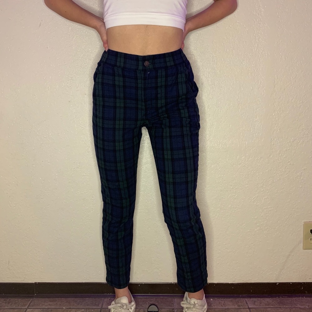 Plaid high waisted pants
